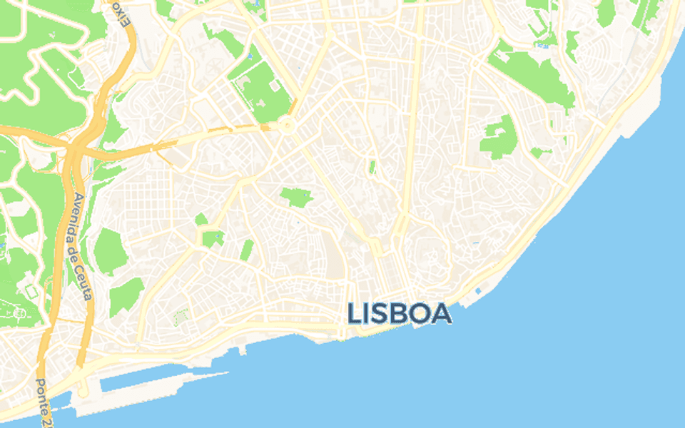 Map of Lisbon showing the assistant's two suggested activities